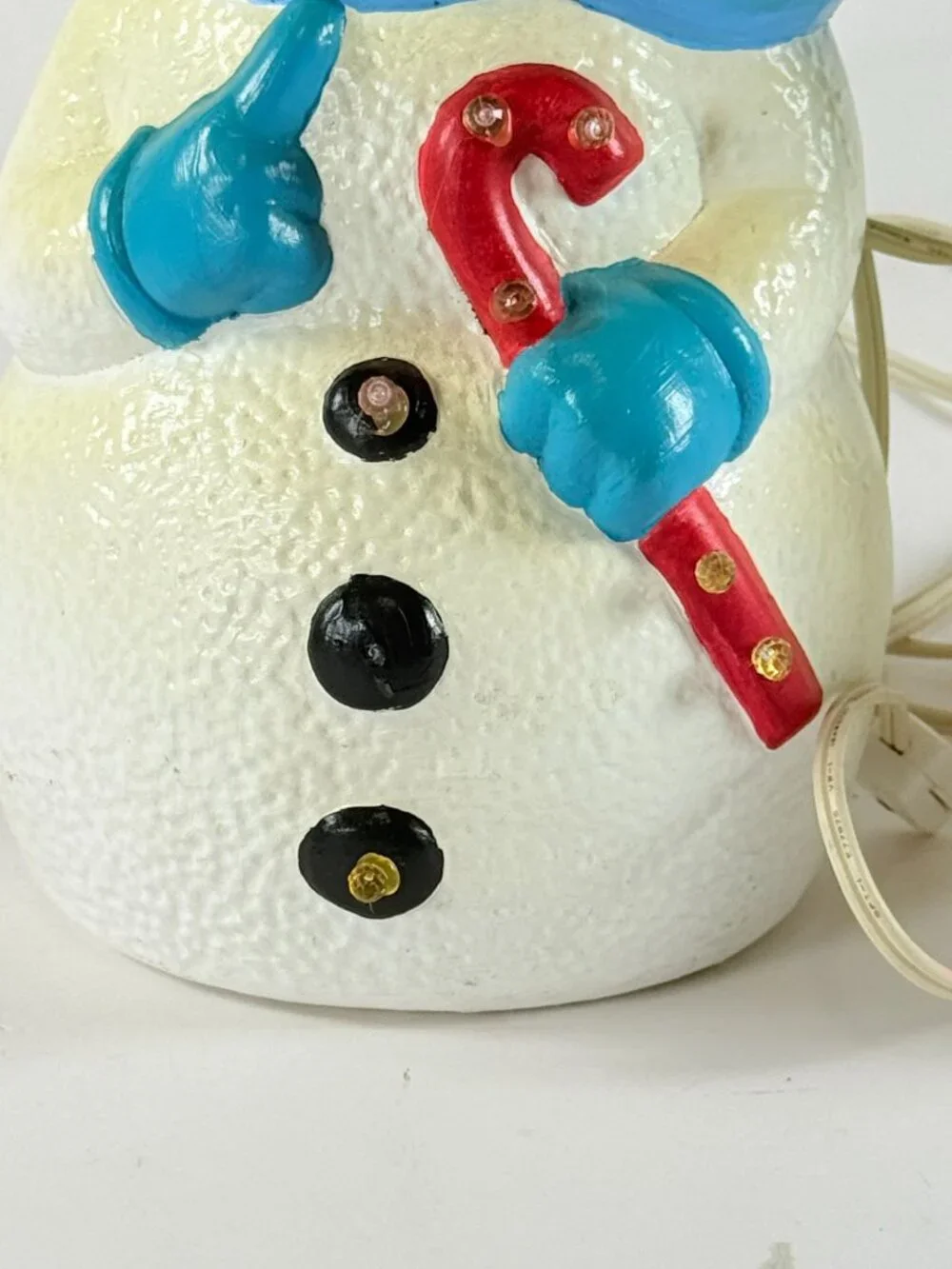 Vintage 90's Hand Painted Ceramic Mr & Mrs Snowman Light Up Holiday Decor